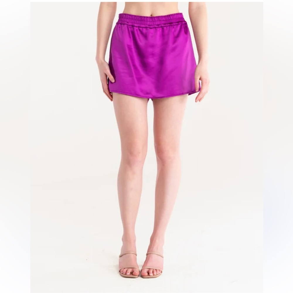 S’EDGE Large Satin Purple Plum Leslie Skort NEW
